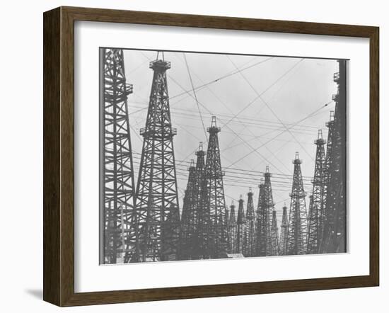 Mass of Oil Derricks at Spindletop Oil Field-null-Framed Premium Photographic Print