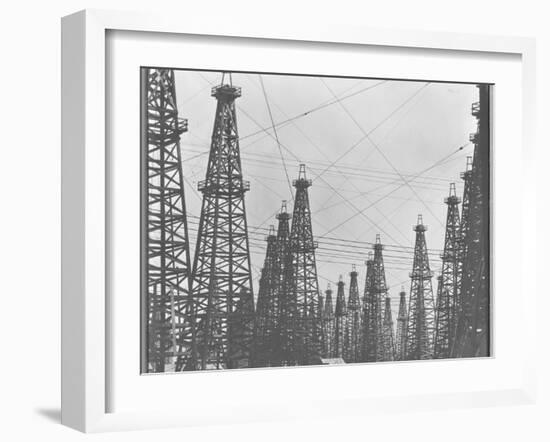 Mass of Oil Derricks at Spindletop Oil Field-null-Framed Photographic Print