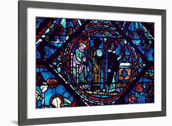 Mass of St Giles, Stained Glass, Chartres Cathedral, France, 1194-1260-null-Framed Photographic Print