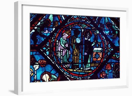 Mass of St Giles, Stained Glass, Chartres Cathedral, France, 1194-1260-null-Framed Photographic Print