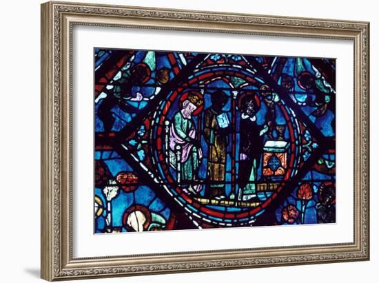 Mass of St Giles, Stained Glass, Chartres Cathedral, France, 1194-1260-null-Framed Photographic Print