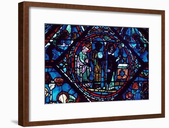Mass of St Giles, Stained Glass, Chartres Cathedral, France, 1194-1260-null-Framed Photographic Print