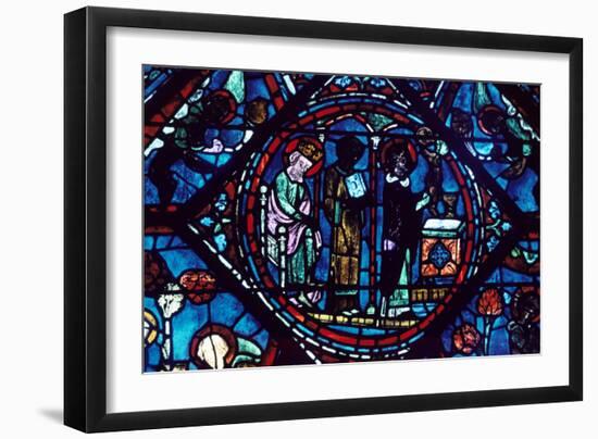 Mass of St Giles, Stained Glass, Chartres Cathedral, France, 1194-1260-null-Framed Photographic Print