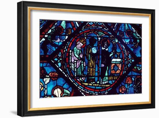 Mass of St Giles, Stained Glass, Chartres Cathedral, France, 1194-1260-null-Framed Photographic Print