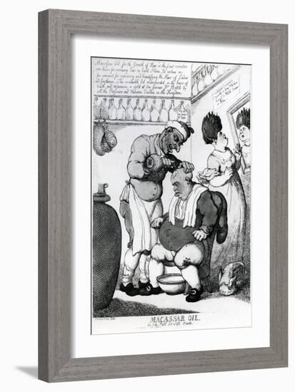 Massacar Oil, an Oily Puff for Soft Heads, 1814-Thomas Rowlandson-Framed Giclee Print