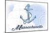 Massachusetts - Anchor - Blue - Coastal Icon-Lantern Press-Mounted Art Print