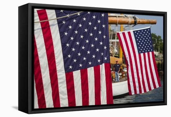 Massachusetts, Cape Ann, Annual Schooner Festival, Us Flag-Walter Bibikow-Framed Premier Image Canvas