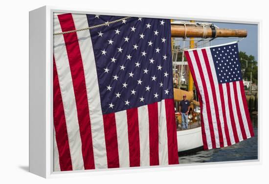 Massachusetts, Cape Ann, Annual Schooner Festival, Us Flag-Walter Bibikow-Framed Premier Image Canvas