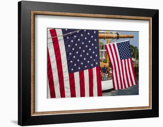 Massachusetts, Cape Ann, Annual Schooner Festival, Us Flag-Walter Bibikow-Framed Photographic Print