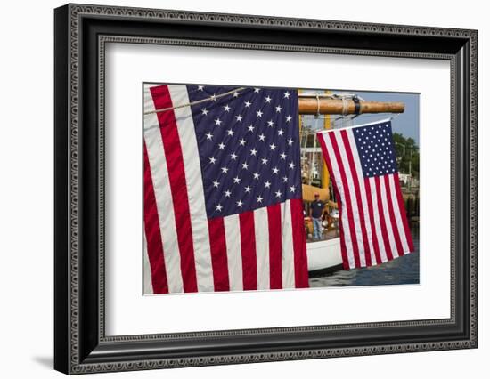 Massachusetts, Cape Ann, Annual Schooner Festival, Us Flag-Walter Bibikow-Framed Photographic Print