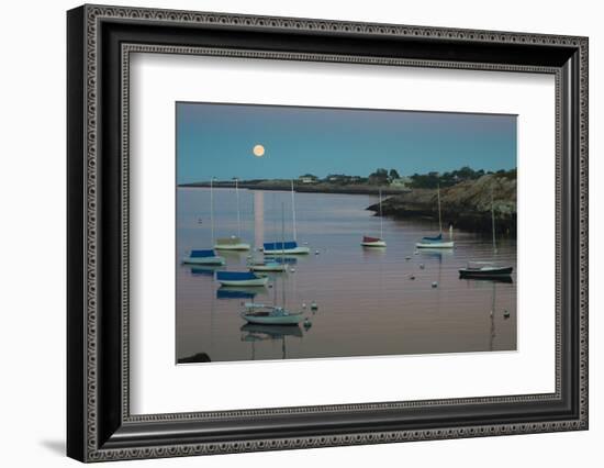 Massachusetts, Cape Ann, Rockport, Rockport Harbor, Moonrise-Walter Bibikow-Framed Photographic Print