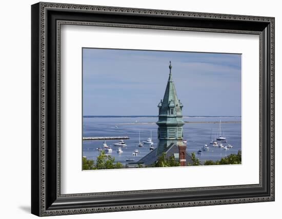 Massachusetts, Cape Cod, Provincetown, View of Town Hall and Harbor-Walter Bibikow-Framed Photographic Print