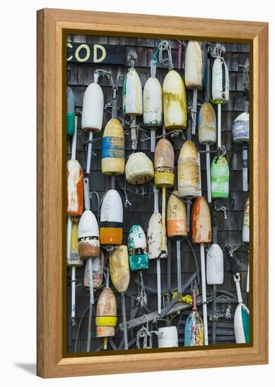 Massachusetts, Cape Cod, Rock Harbor, Lobster Buoys-Walter Bibikow-Framed Premier Image Canvas