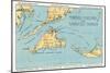 Massachusetts - Detailed Map of Martha's Vineyard and Nantucket Islands-Lantern Press-Mounted Art Print