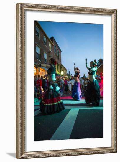 Massachusetts, Gloucester Downtown Block Party, Belly Dancers-Walter Bibikow-Framed Photographic Print