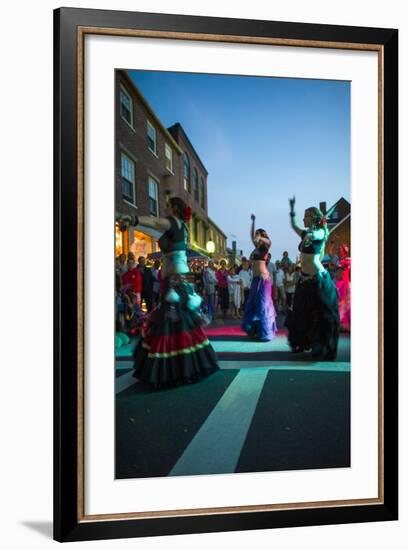 Massachusetts, Gloucester Downtown Block Party, Belly Dancers-Walter Bibikow-Framed Photographic Print