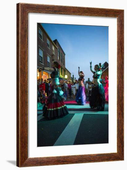 Massachusetts, Gloucester Downtown Block Party, Belly Dancers-Walter Bibikow-Framed Photographic Print