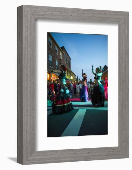 Massachusetts, Gloucester Downtown Block Party, Belly Dancers-Walter Bibikow-Framed Photographic Print