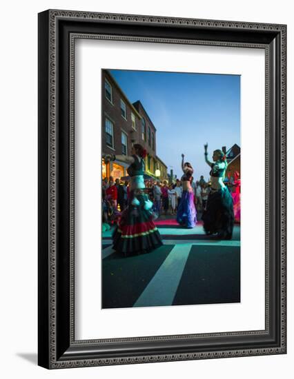 Massachusetts, Gloucester Downtown Block Party, Belly Dancers-Walter Bibikow-Framed Photographic Print