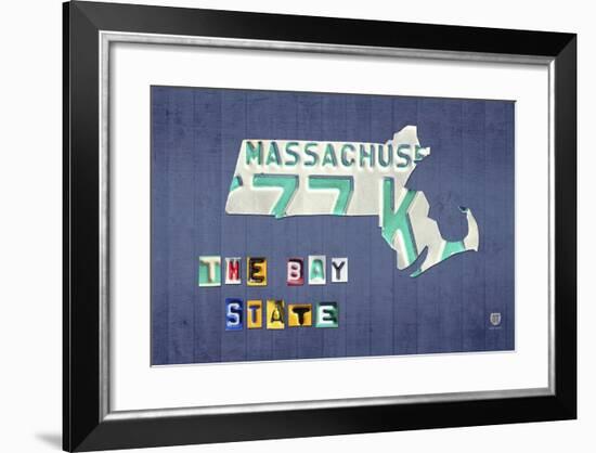 Massachusetts License Plate Map-Design Turnpike-Framed Giclee Print