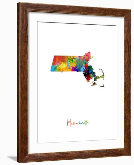 Massachusetts Map-Michael Tompsett-Framed Art Print