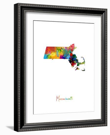 Massachusetts Map-Michael Tompsett-Framed Premium Giclee Print