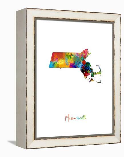 Massachusetts Map-Michael Tompsett-Framed Stretched Canvas