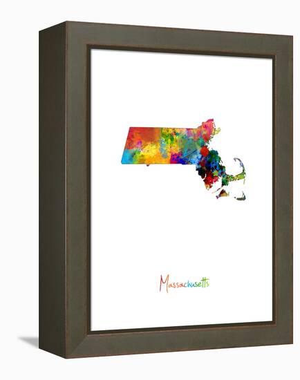 Massachusetts Map-Michael Tompsett-Framed Stretched Canvas