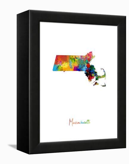 Massachusetts Map-Michael Tompsett-Framed Stretched Canvas