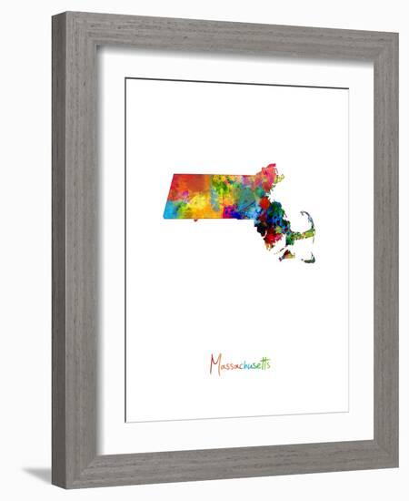 Massachusetts Map-Michael Tompsett-Framed Art Print