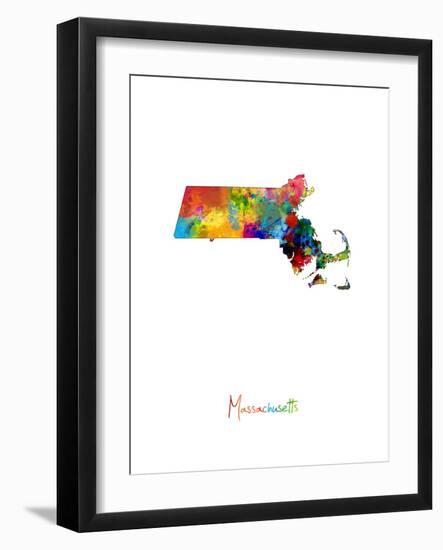 Massachusetts Map-Michael Tompsett-Framed Art Print