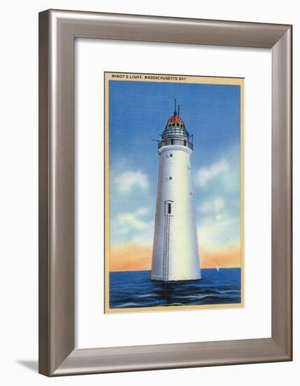Massachusetts - Massachusetts Bay View of Minot's Lighthouse, c.1936-Lantern Press-Framed Art Print
