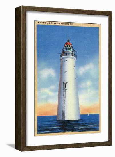 Massachusetts - Massachusetts Bay View of Minot's Lighthouse, c.1936-Lantern Press-Framed Art Print