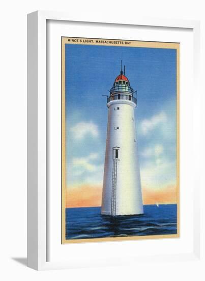 Massachusetts - Massachusetts Bay View of Minot's Lighthouse, c.1936-Lantern Press-Framed Art Print