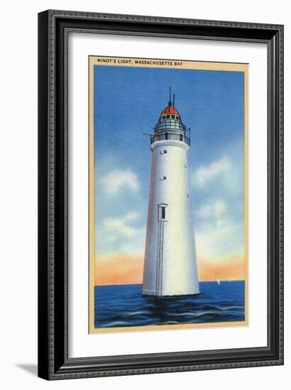 Massachusetts - Massachusetts Bay View of Minot's Lighthouse, c.1936-Lantern Press-Framed Art Print