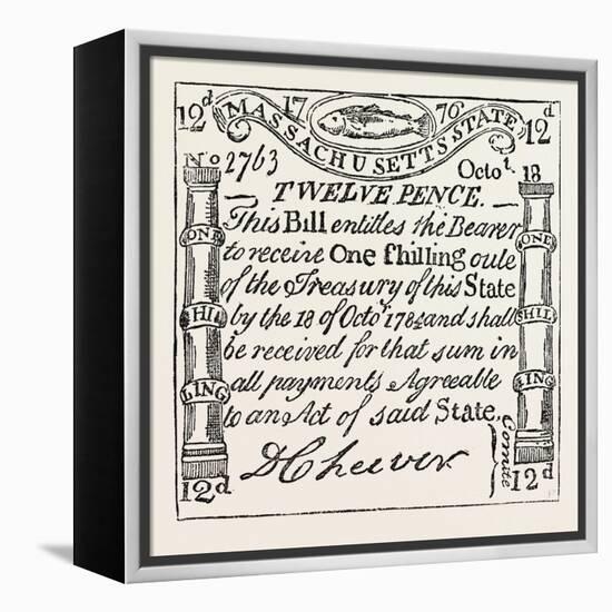 Massachusetts Money, 1776, USA, 1870s-null-Framed Premier Image Canvas