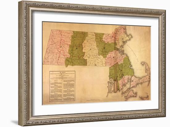 Massachusetts - Panoramic Map-Lantern Press-Framed Art Print