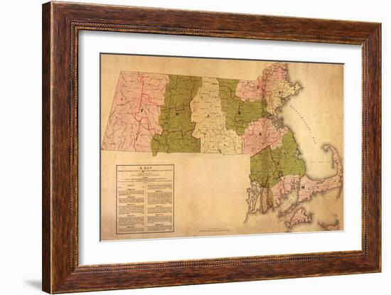 Massachusetts - Panoramic Map-Lantern Press-Framed Art Print