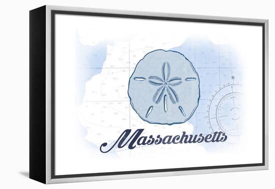 Massachusetts - Sand Dollar - Blue - Coastal Icon-Lantern Press-Framed Stretched Canvas