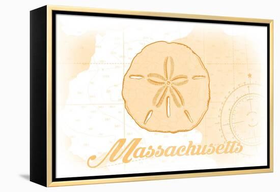 Massachusetts - Sand Dollar - Yellow - Coastal Icon-Lantern Press-Framed Stretched Canvas