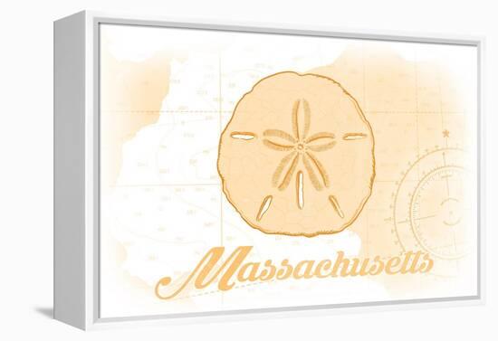 Massachusetts - Sand Dollar - Yellow - Coastal Icon-Lantern Press-Framed Stretched Canvas