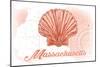 Massachusetts - Scallop Shell - Coral - Coastal Icon-Lantern Press-Mounted Art Print
