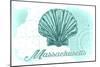 Massachusetts - Scallop Shell - Teal - Coastal Icon-Lantern Press-Mounted Art Print