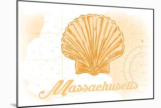 Massachusetts - Scallop Shell - Yellow - Coastal Icon-Lantern Press-Mounted Art Print