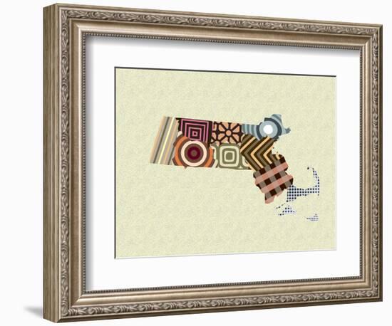 Massachusetts State Map-Lanre Adefioye-Framed Giclee Print