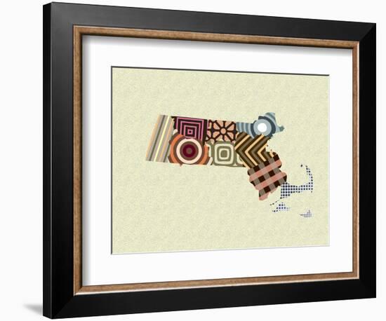 Massachusetts State Map-Lanre Adefioye-Framed Giclee Print