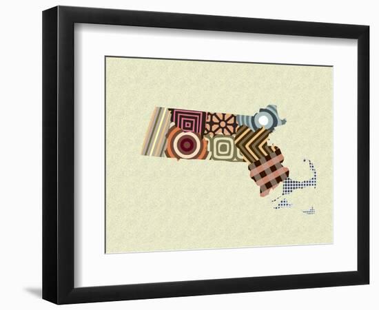 Massachusetts State Map-Lanre Adefioye-Framed Giclee Print