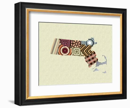 Massachusetts State Map-Lanre Adefioye-Framed Giclee Print