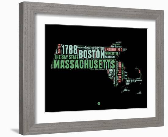 Massachusetts Word Cloud 1-NaxArt-Framed Art Print