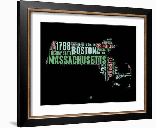 Massachusetts Word Cloud 1-NaxArt-Framed Art Print